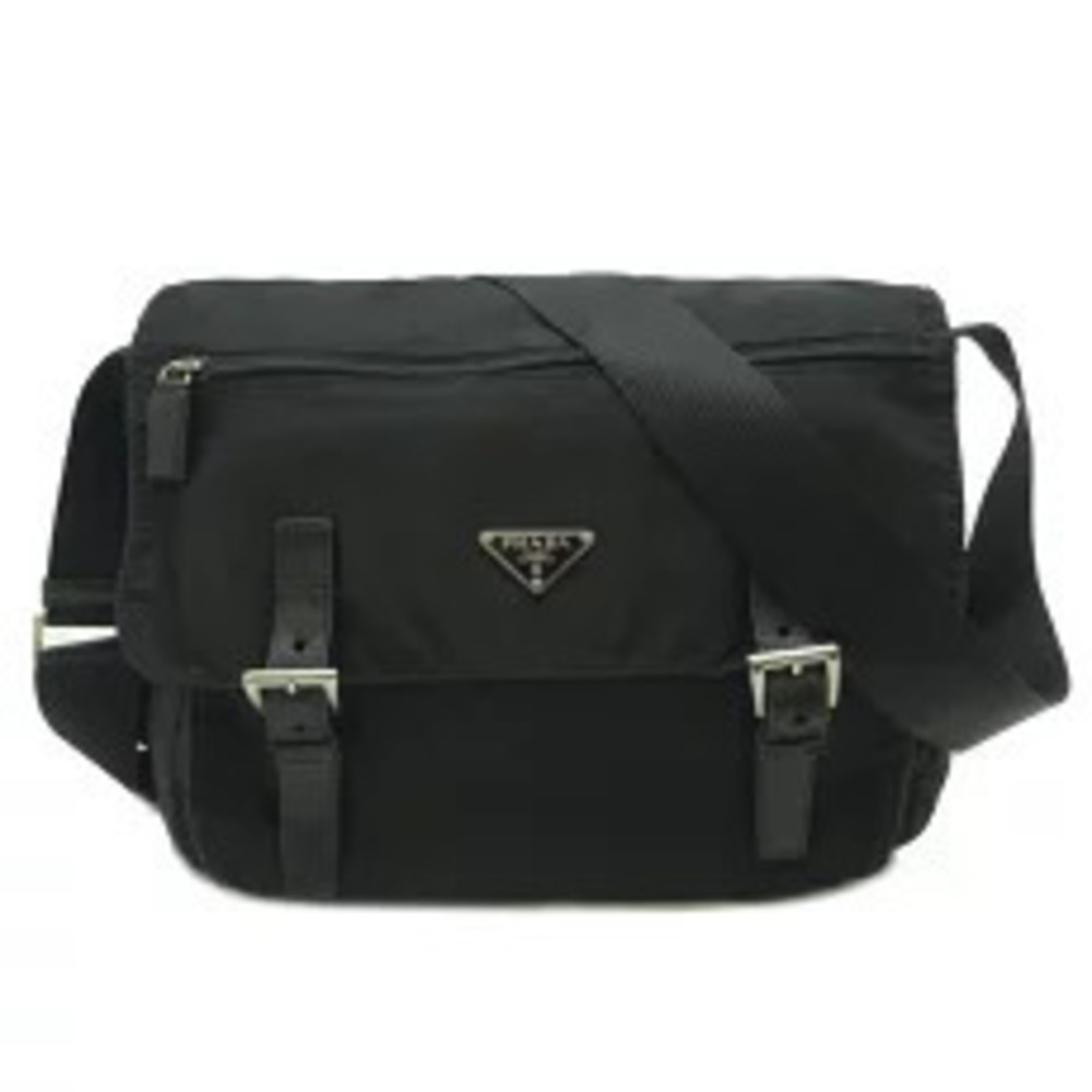Prada Messenger Bag inside pocket Shoulder NERO Black